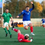 action de match lors d’une rencontre de football France Irlande