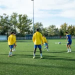 Joueurs du MFCTG lors d’un exercice collectif à l’entraînement