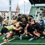 Mêlée de rugby entre l’US Montauban et Black Lion à Sapiac