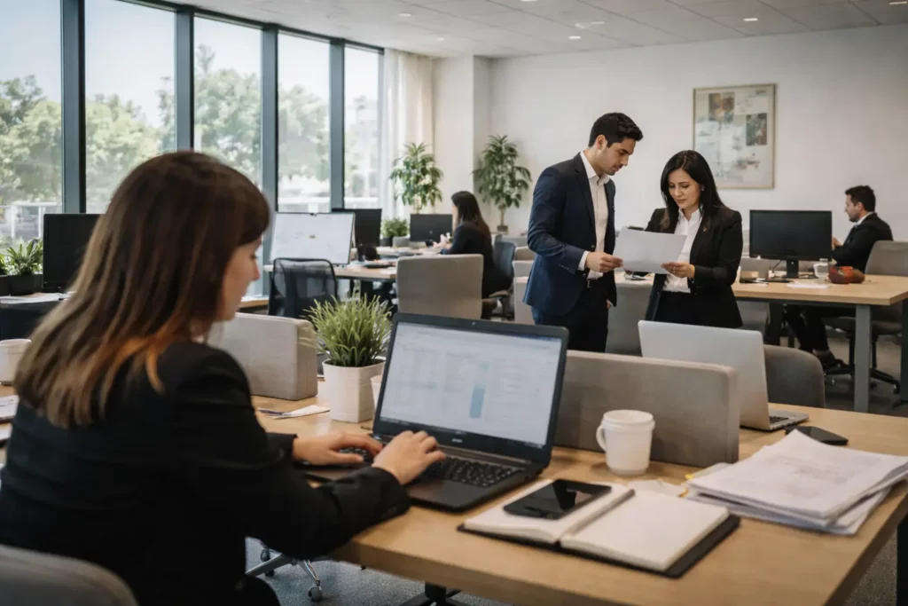 Vie d’équipe dans un open space d’entreprise